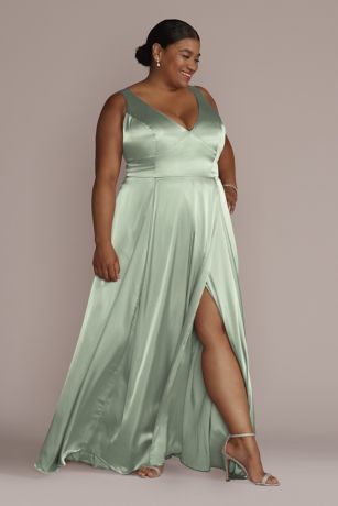 Picture of Charmeuse Tank V-Neck Dress with Slit