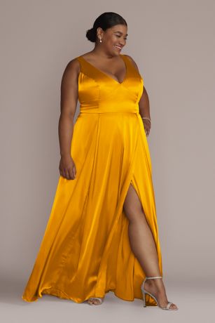 Picture of Charmeuse Tank V-Neck Dress with Slit