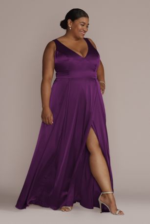 Picture of Charmeuse Tank V-Neck Dress with Slit