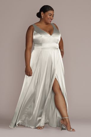 Picture of Charmeuse Tank V-Neck Dress with Slit
