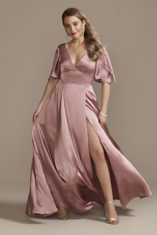 Picture of Charmeuse Flutter-Sleeve A-Line Dress