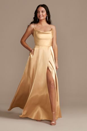 Picture of Charmeuse Cowl Dress with Lace-Up Back