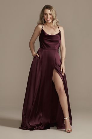 Picture of Charmeuse Cowl Dress with Lace-Up Back