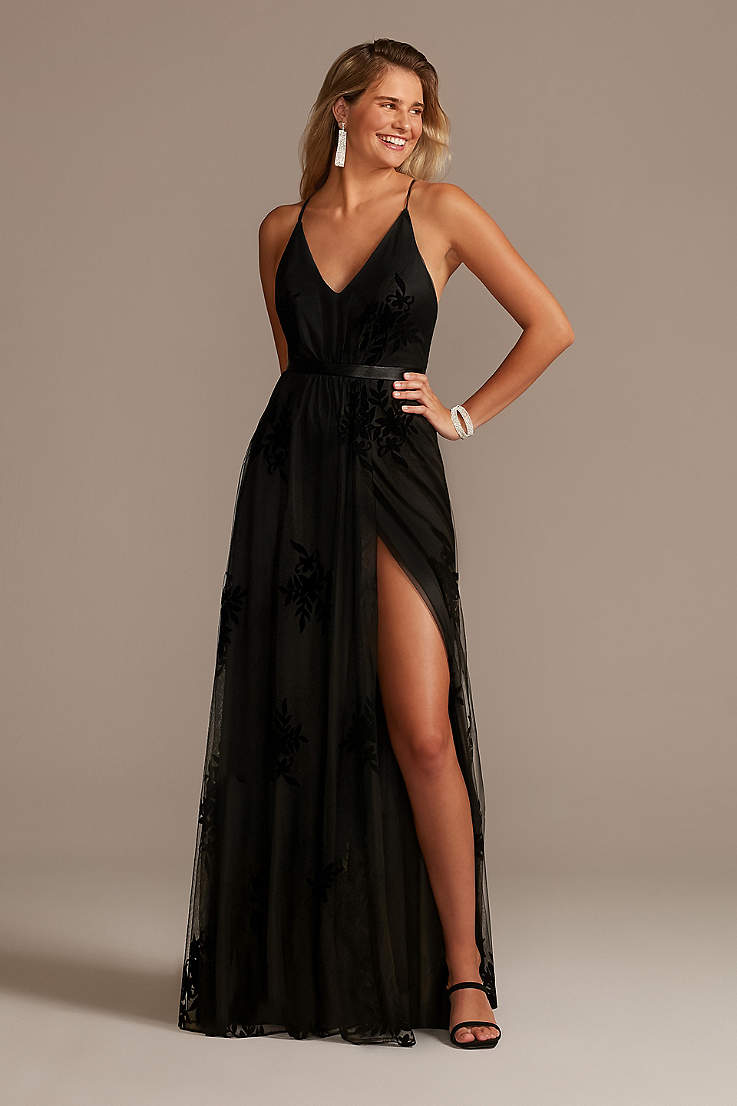 formal black dress long