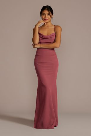 Picture of Stretch Crepe Cowl Neck Strappy Dress
