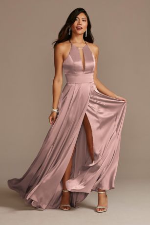 quartz mauve bridesmaid dresses Dusty Rose Pink Chiffon Dress Long Quartz Bridesmaid Dress Nude Bridal   DaisyFormals-Bridesmaid and Formal Dresses in 59+ Colors
