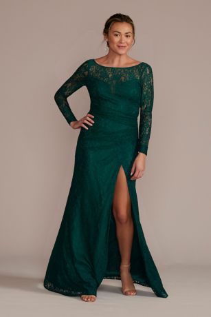 Picture of Long-Sleeve Lace Dress with Slit