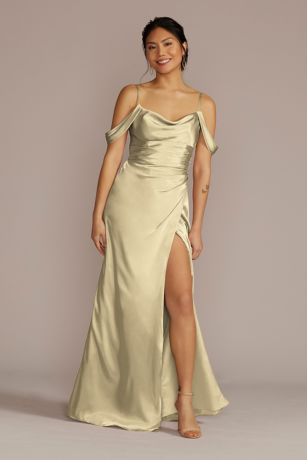 Picture of Charmeuse Cowl Dress with Swag Sleeves