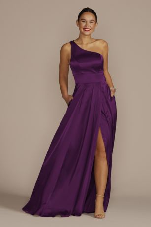 Picture of One-Shoulder Draped Charmeuse Dress