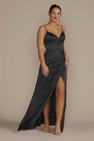 Picture of Spaghetti Strap Draped Charmeuse Dress