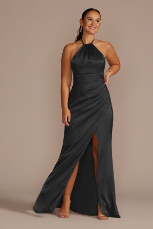 Picture of Tie-Neck Charmeuse Halter Dress