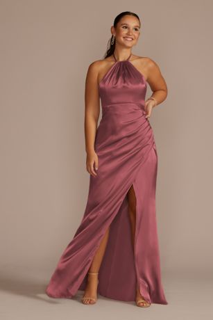 Picture of Tie-Neck Charmeuse Halter Dress