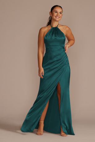 Picture of Tie-Neck Charmeuse Halter Dress