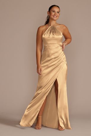 Picture of Tie-Neck Charmeuse Halter Dress