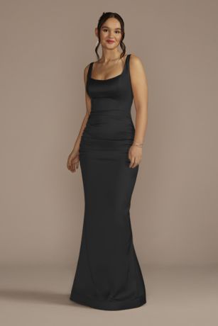 Picture of Stretch Satin Tank Dress with Train