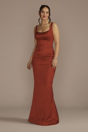 Picture of Stretch Satin Tank Dress with Train