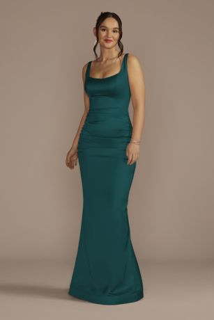 Picture of Stretch Satin Tank Dress with Train