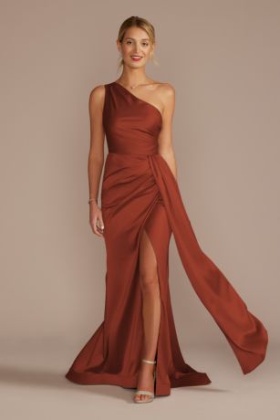 Picture of One-Shoulder Stretch Satin Dress