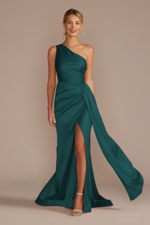 Picture of One-Shoulder Stretch Satin Dress