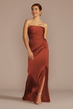 Picture of Strapless Charmeuse Dress with Ruching