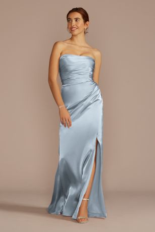 Picture of Strapless Charmeuse Dress with Ruching