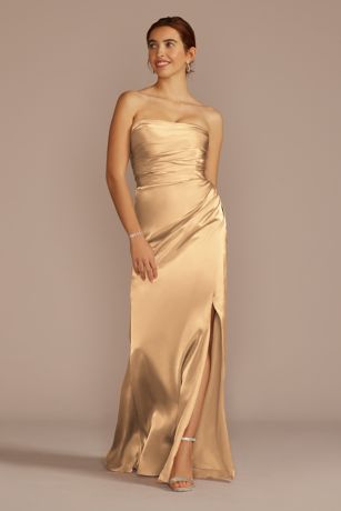 Picture of Strapless Charmeuse Dress with Ruching