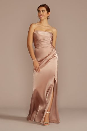 Picture of Strapless Charmeuse Dress with Ruching