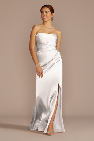 Picture of Strapless Charmeuse Dress with Ruching