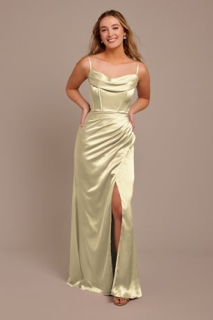 Picture of Charmeuse Cowl Spaghetti Strap Dress