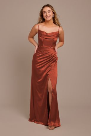 Picture of Charmeuse Cowl Spaghetti Strap Dress