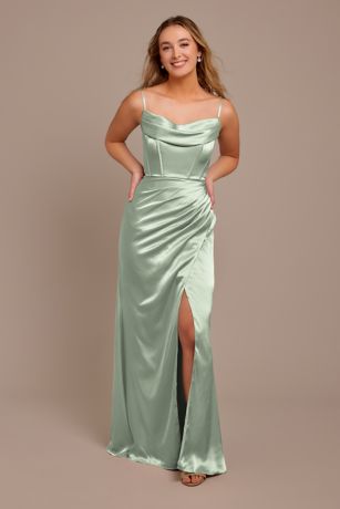 Picture of Charmeuse Cowl Spaghetti Strap Dress