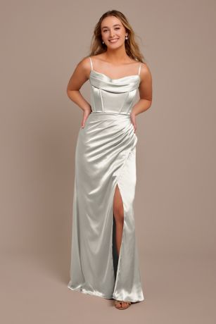 Picture of Charmeuse Cowl Spaghetti Strap Dress