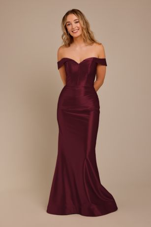 Picture of Sculpting Satin Off-the-Shoulder Dress
