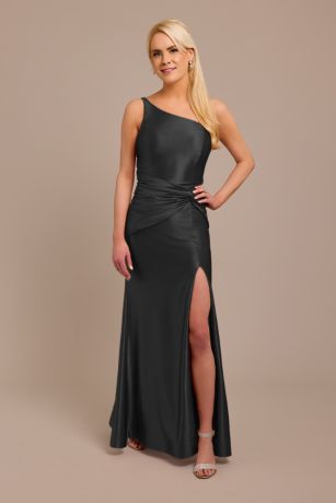 Picture of Sculpting Satin One-Shoulder Knot Dress