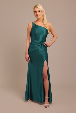 Picture of Sculpting Satin One-Shoulder Knot Dress