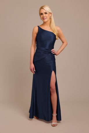 Picture of Sculpting Satin One-Shoulder Knot Dress
