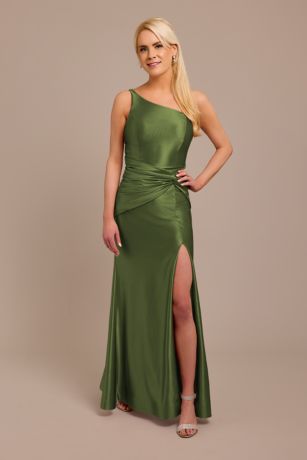Picture of Sculpting Satin One-Shoulder Knot Dress