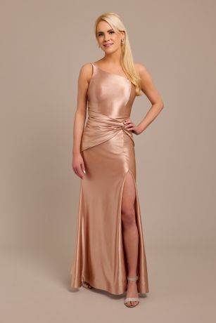 Picture of Sculpting Satin One-Shoulder Knot Dress
