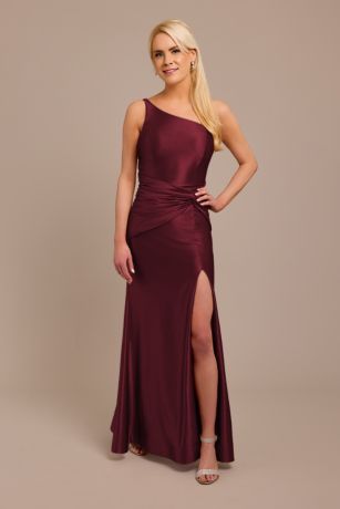 Picture of Sculpting Satin One-Shoulder Knot Dress