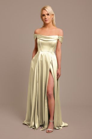 Picture of Charmeuse Cowl Off-the-Shoulder Dress