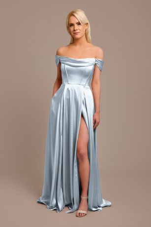 Picture of Charmeuse Cowl Off-the-Shoulder Dress