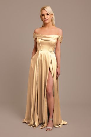Picture of Charmeuse Cowl Off-the-Shoulder Dress