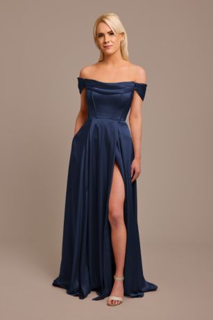 david's bridal sapphire blue bridesmaid dresses Navy for Weddings Category_Bar Mitzvah Looks Size:US 12 / EU 44 / UK 16 One Shoulder Royal Blue/Yellow Brides