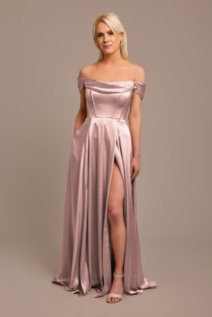Picture of Charmeuse Cowl Off-the-Shoulder Dress