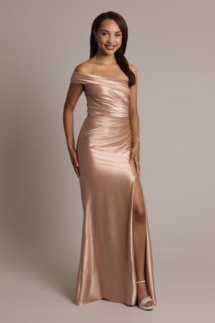 Picture of Sculpting Satin Ruched Sheath Dress