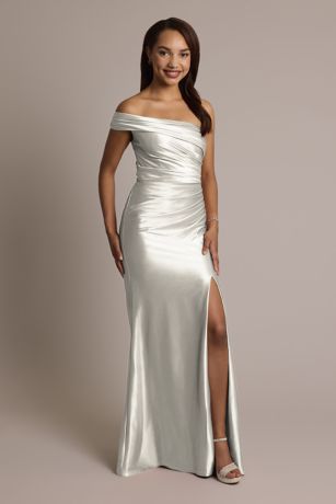 Picture of Sculpting Satin Ruched Sheath Dress