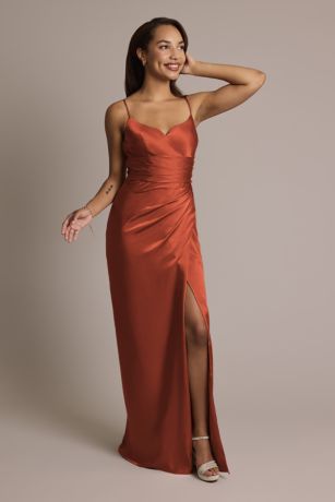 Picture of Charmeuse V-Notch Spaghetti Strap Dress