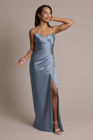 Picture of Charmeuse V-Notch Spaghetti Strap Dress