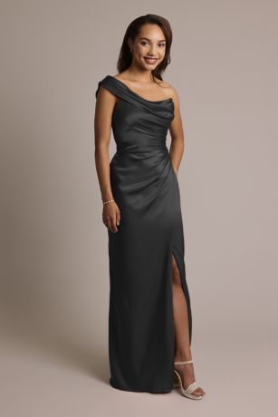 Picture of One-Shoulder Charmeuse Sheath Dress