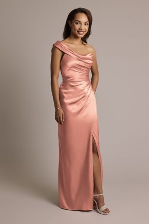 Picture of One-Shoulder Charmeuse Sheath Dress